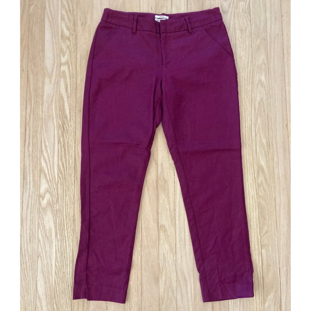 Merona Sz 4 Ankle Chino Trouser Pants Wine Burgundy Relaxed Tapered Professional